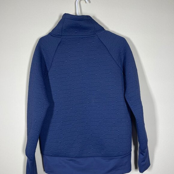 Athleta Performance Jacket Quilted Jacquard Pullover Sweater Navy Blue XS! - Picture 5 of 6